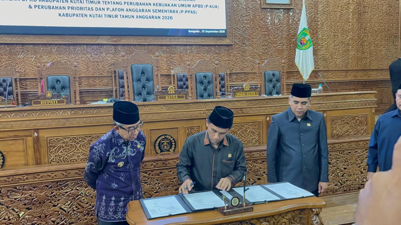 DPRD Kutim Sahkan Perubahan KUA-PPAS 2026, APBD Berubah Jadi Rp6,42 Triliun