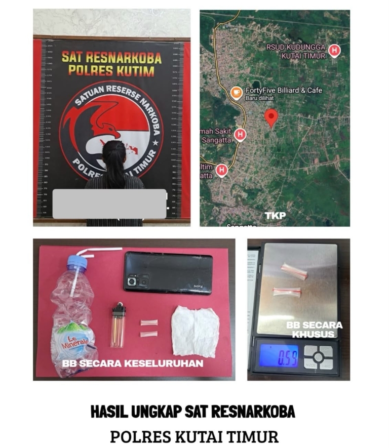 Sembunyikan Sabu di Balik Tisu, Perempuan Muda di Sangatta Tak Berkutik Digerebek Polisi