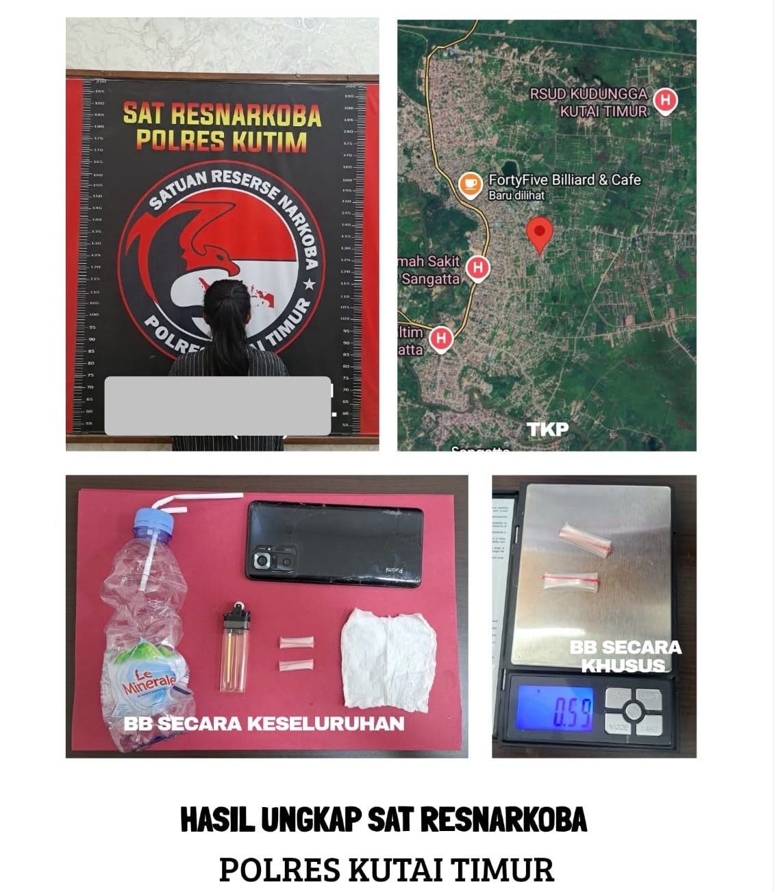 Sembunyikan Sabu di Balik Tisu, Perempuan Muda di Sangatta Tak Berkutik Digerebek Polisi
