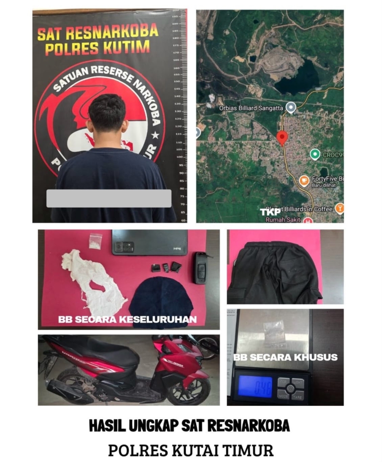 Bawa Sabu 0,48 Gram Seorang Pemuda di Swarga Bara Diamankan Satreskona Polres Kutim
